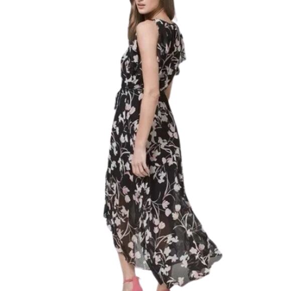 White House Black Market Wrap Hi-Low Sheer Floral Dress – EUC Size 6 - Picture 3 of 5